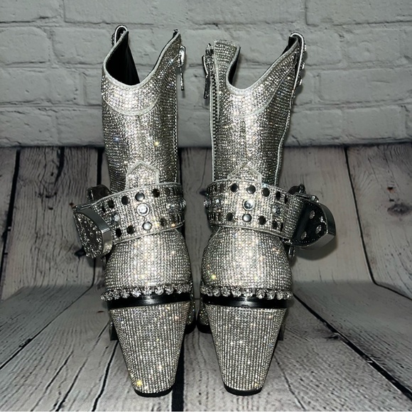 Club Exx Dolls Kill Icy Sheriff Shine Rhinestone Embellished Cowboy Boots - Picture 9 of 17